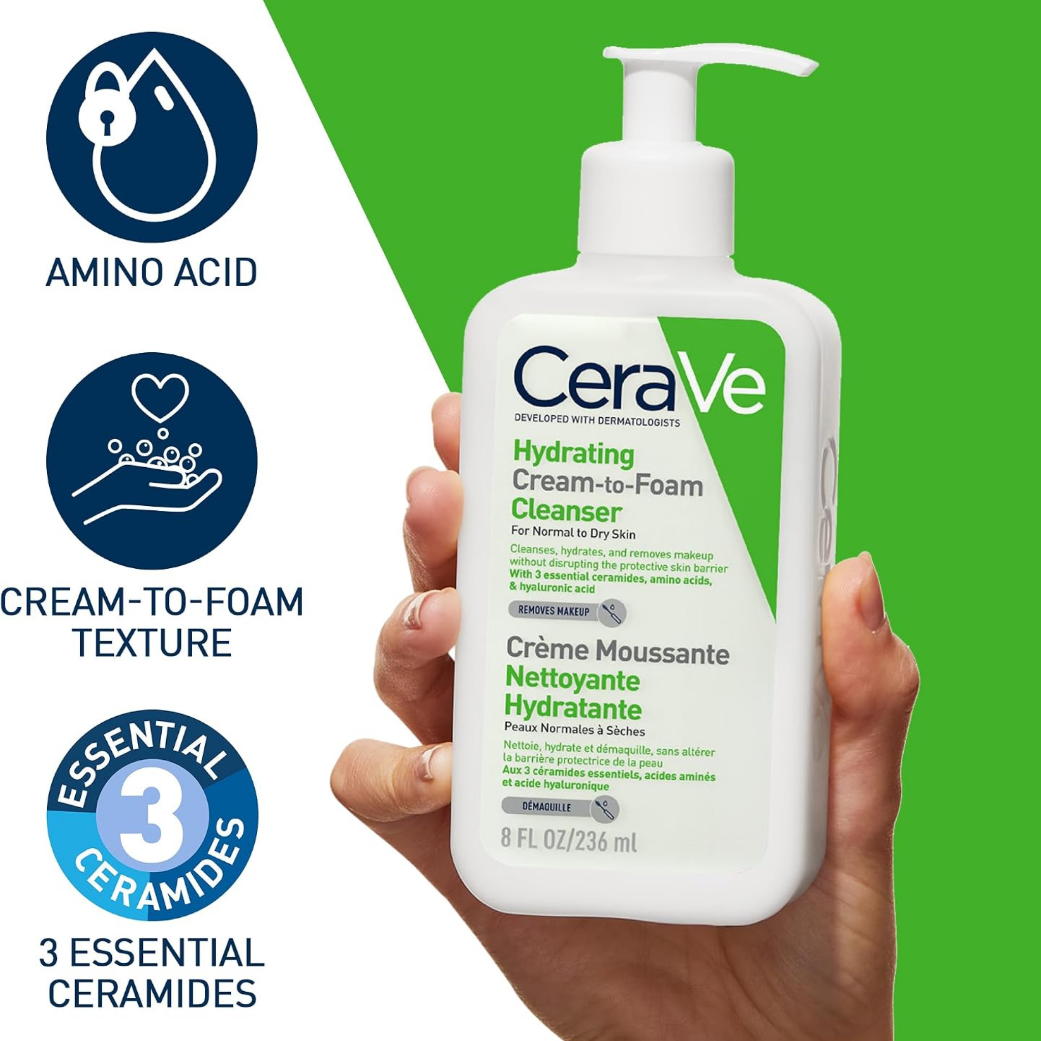 Cerave Hydrating Cream To Foam Cleanser 236ML