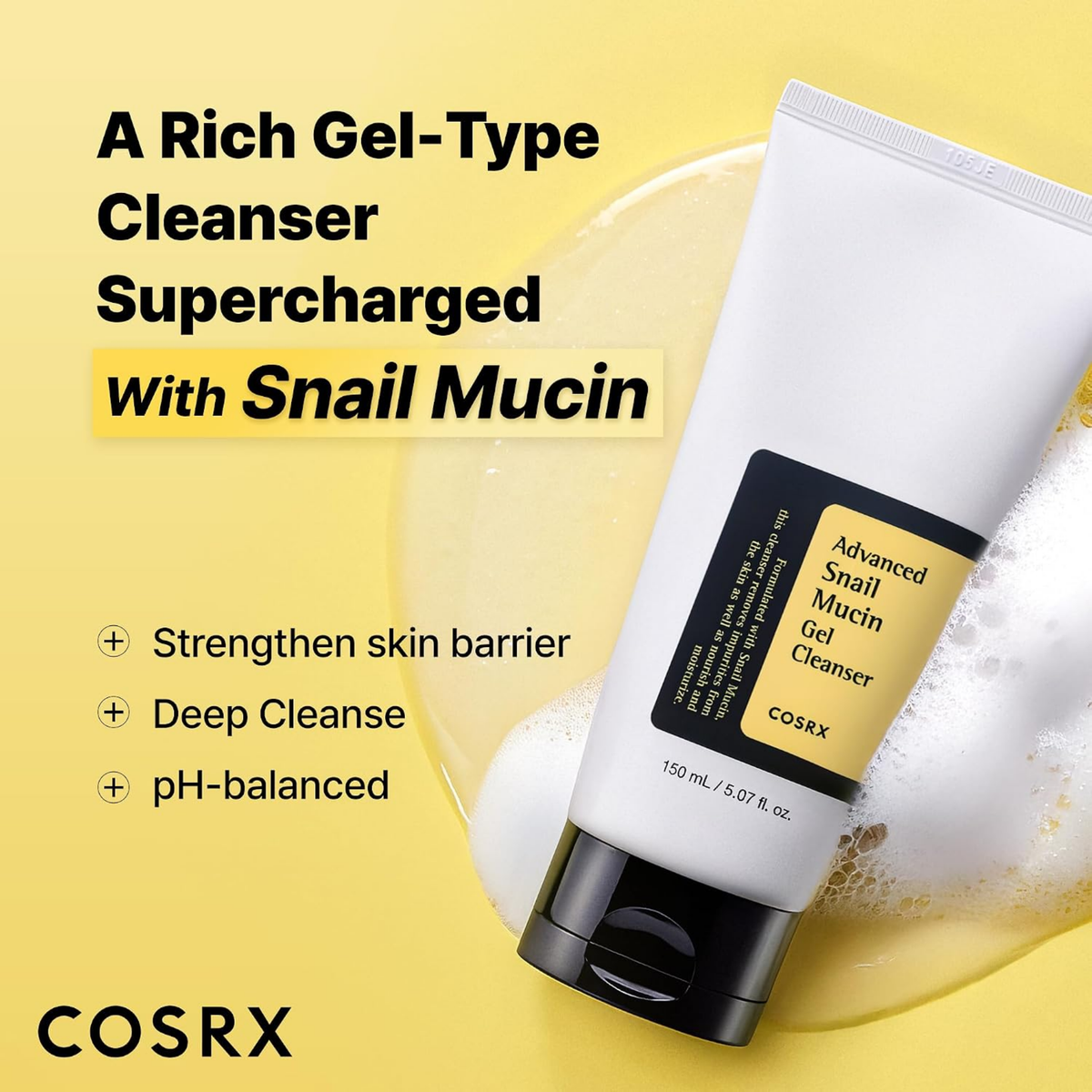 Cosrx Advance Snail Mucin Gel Cleanser 150ML, image 3