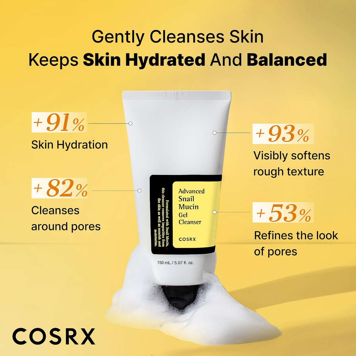 Cosrx Advance Snail Mucin Gel Cleanser 150ML, image 4