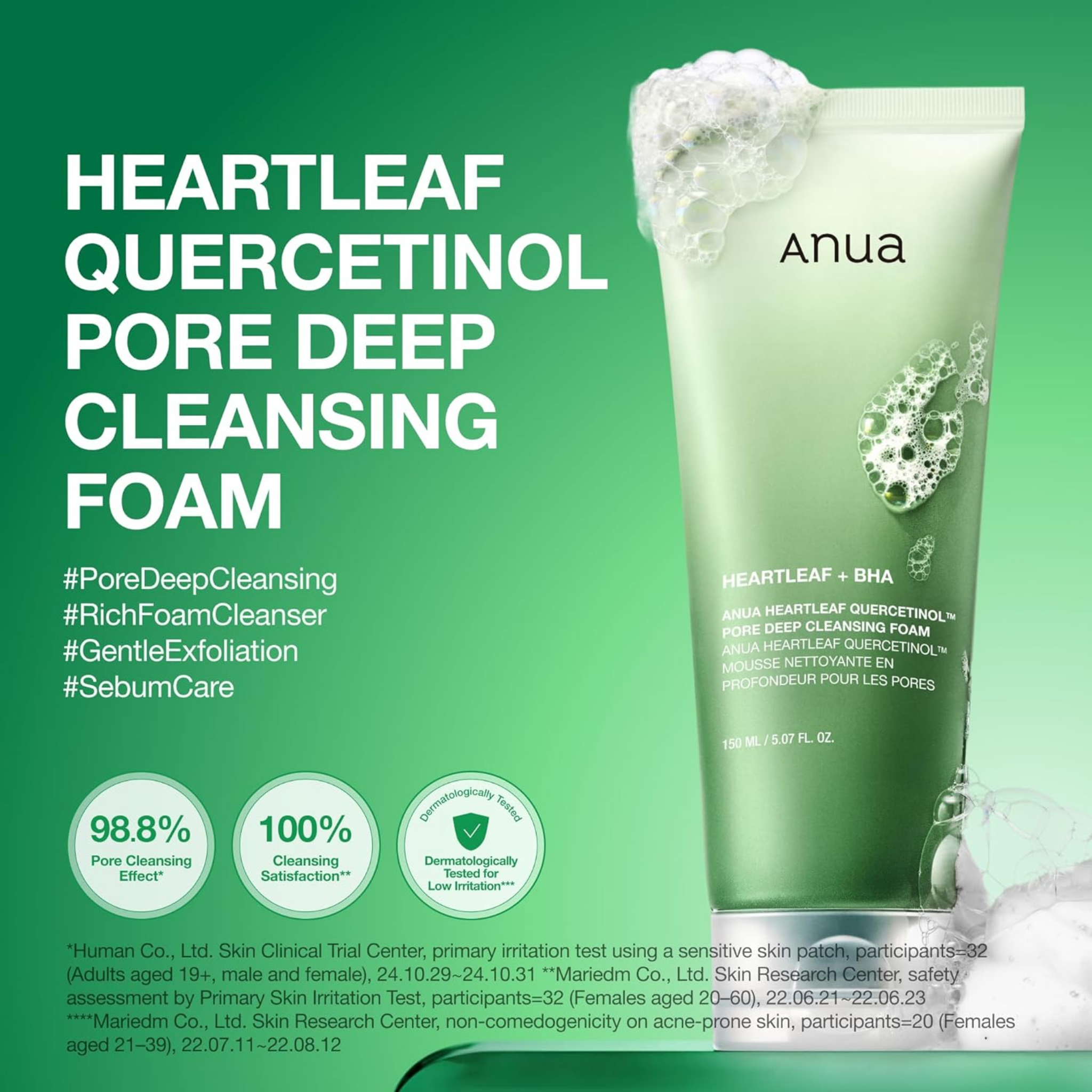 Anua Heartleaf Quercetinol Pore Deep Cleansing Foam 150ML