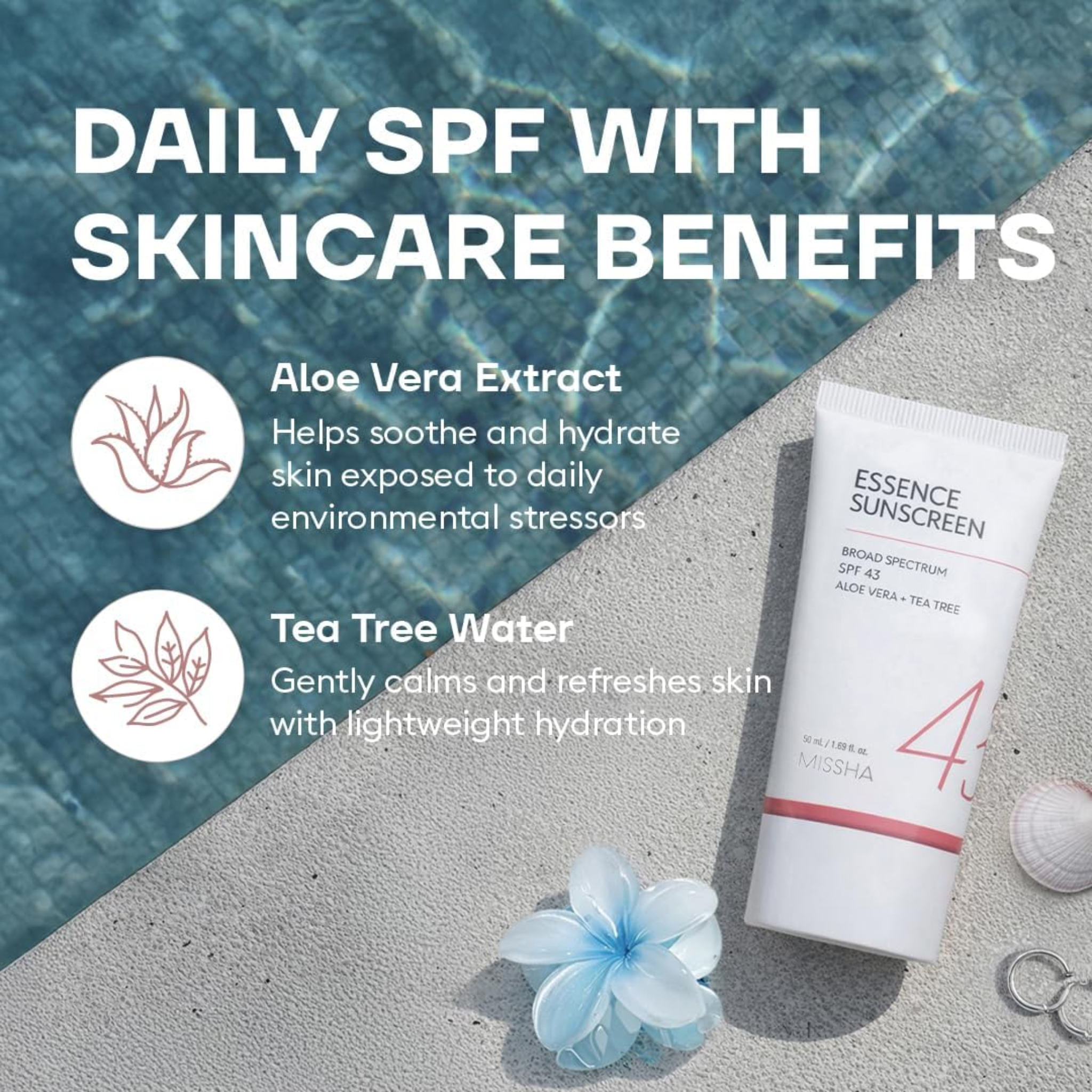 MISSHA All Around Essence Sunscreen SPF 43 No White Cast 50ML