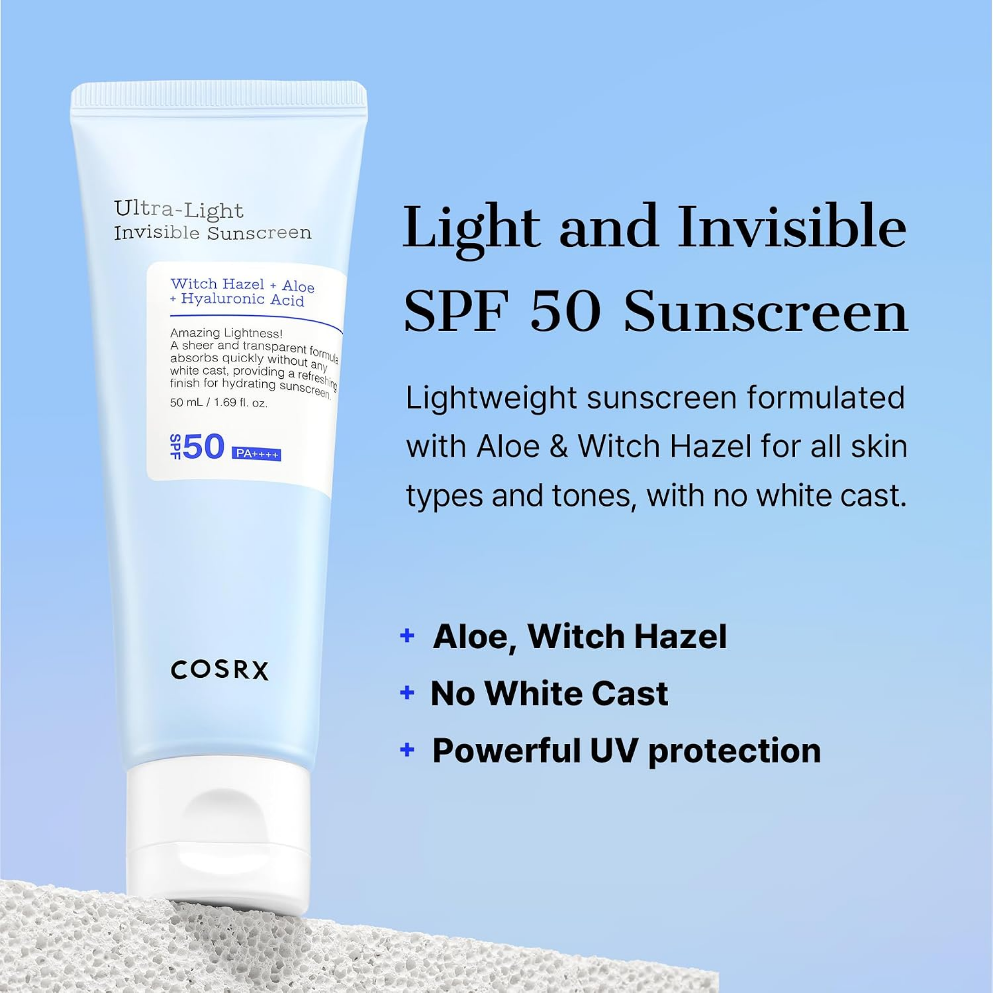 COSRX Ultra-Light Invisible Sunscreen SPF 50 Face Moisturiser 50ml