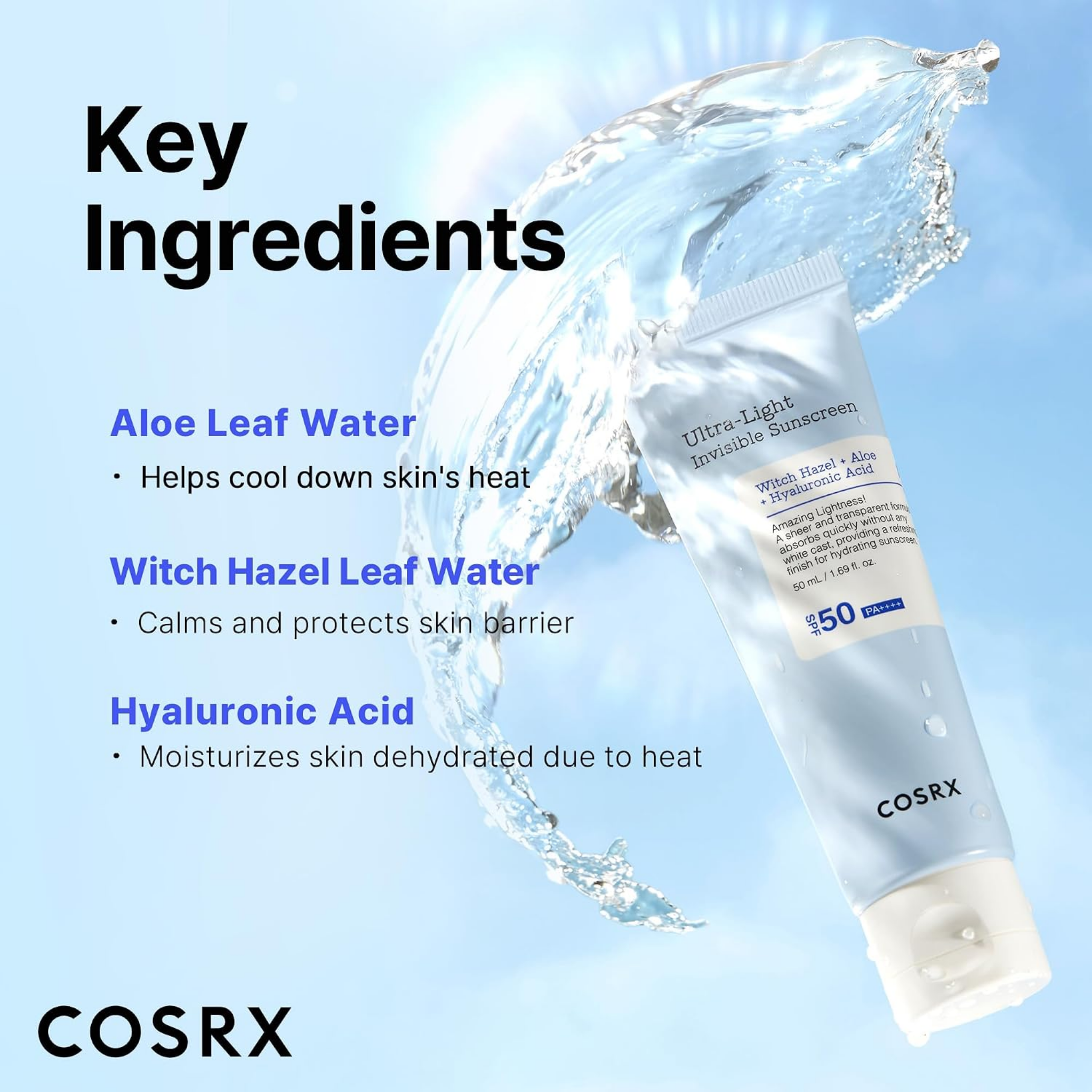 COSRX Ultra-Light Invisible Sunscreen SPF 50 Face Moisturiser 50ml