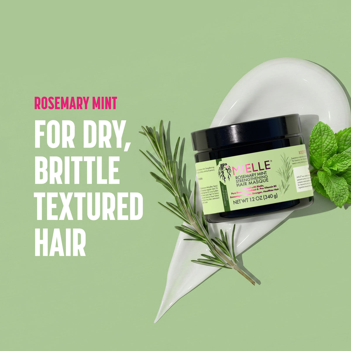 Mielle Rosemary Mint Strengthening Hair Masque 12oz - image 2 of 11