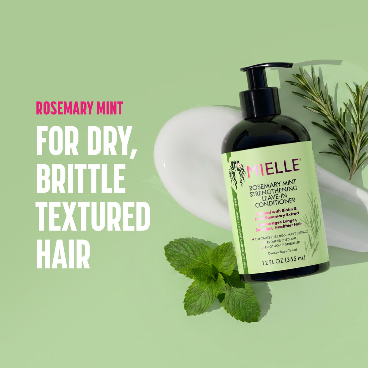 Mielle Rosemary Mint Strengthening Leave-In Conditioner 355ML - image 2 of 10