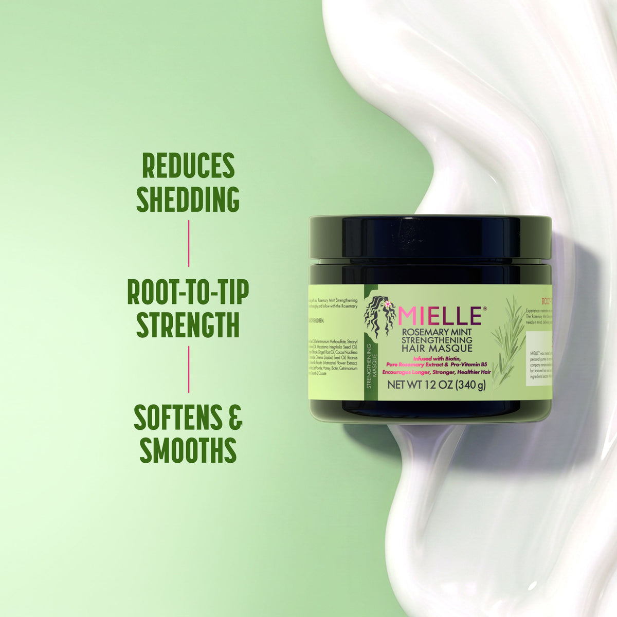 Mielle Rosemary Mint Strengthening Hair Masque 12oz - image 8 of 11